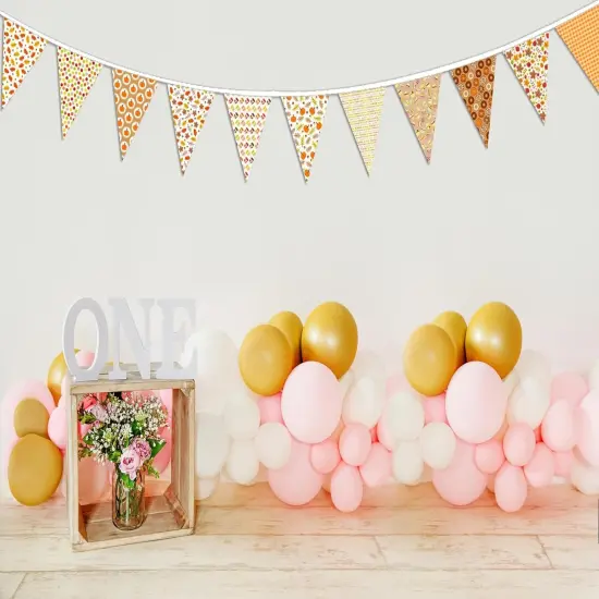 Hello Fall Party Decorations Fabric Triangle Pennant Banner {5}