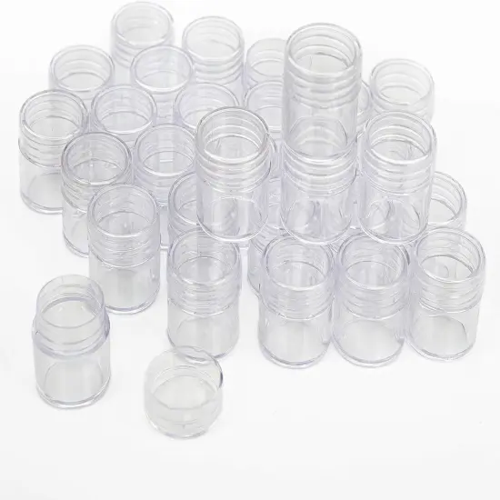 The Beadsmith Personality Case - Clear Storage Organizer Box, 6.4 x 5.4 x 1.25 inches - Includes 30 Small Containers with lids &ndash; 1 x 1.1 inches, Bead Holder {3}