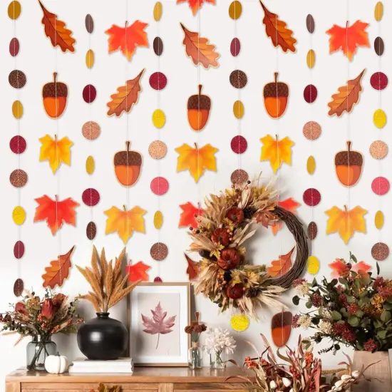 8 Pack Fall Maple Leaf Hanging Garland {2}