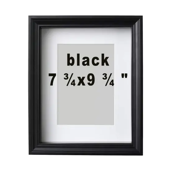 7 &frac34;x9 &frac34;" Black Frame with Acid-Free Mat &ndash; Deep Design for Hanging or Standing, Front Plastic Protection {1}