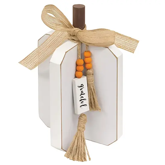 Small Fall Words Charm Wooden Interlocking Pumpkin 2 Asstd. {2}