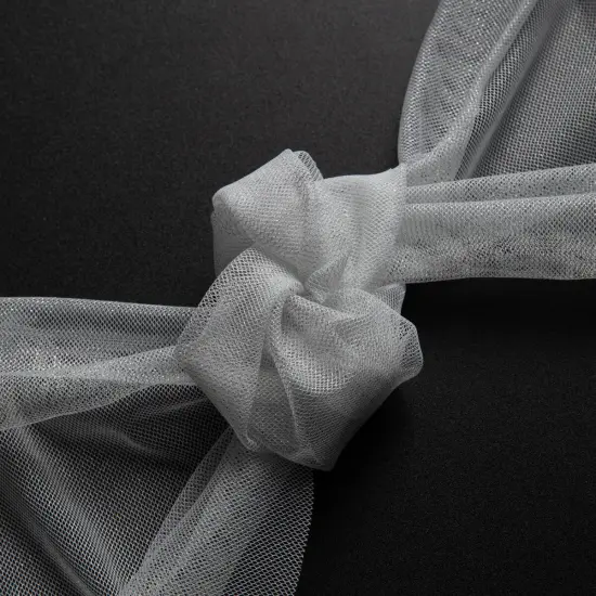 1 Yard Nylon MX Tulle Lace Fabric, 58/60&Prime; Wide Silver {3}