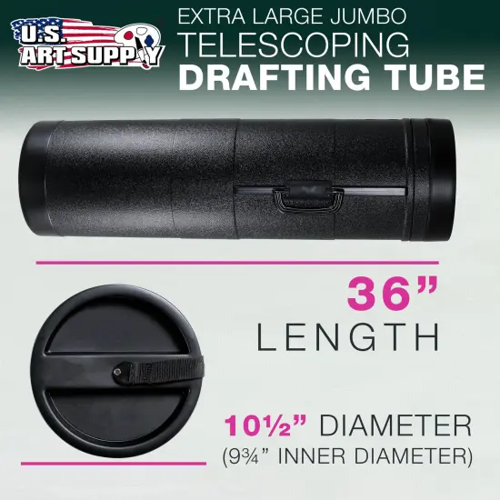 Jumbo Poster Tube - Telescoping Adjustable 36" to 62-1/2" - Durable 10-1/2" Diameter Storage Tube - Art Poster Carrier Holder & Blueprint Storage Drafting Tube Travel & Protection {2}