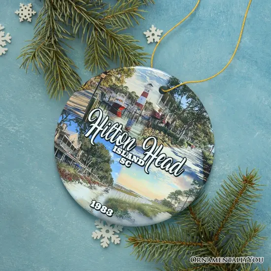 Hilton Head Island Christmas Ornament, South Carolina Coastal Resort Decoration {1}