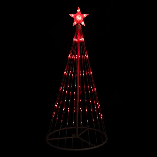 Northlight LED Lighted Show Cone Tree with Star Outdoor Christmas Decoration - 4' - Red White {1}