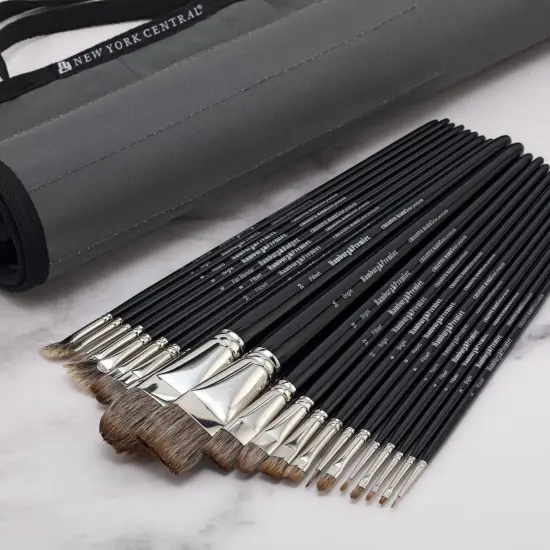 Creative Mark Hamburg Premiere Professional Oil Painting Brushes - AssortedSet of 21 Oil Paint Brush - Handmade in Germany, Natural & Synthetic Hair Blend, Long Triple-Lacquered Birch Handle {4}