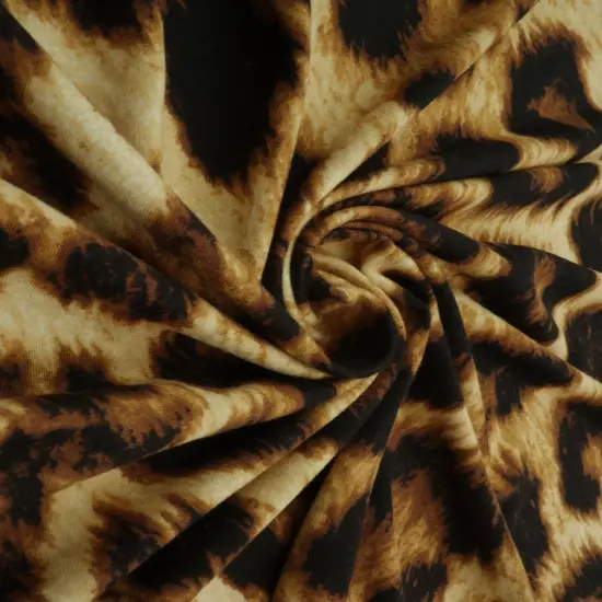 1 Yard Soft Stretch Brown DTY Brushed Animal Print Knit Fabric 58/60 Inches Wide {1}