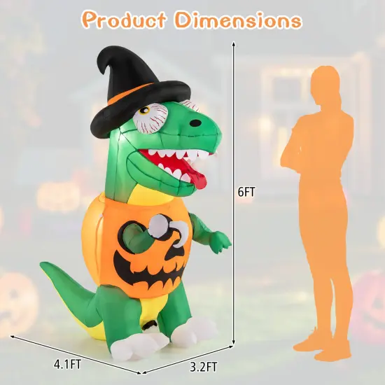 Blow up Inflatable Pumpkin Dinosaur Yard Decoration with Built-in LED Lights {4}