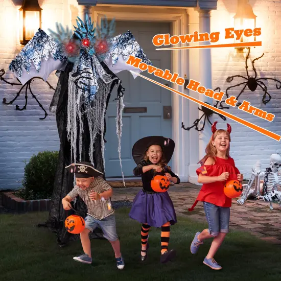 6ft Halloween Animatronic Decoration with Light Up Eyes Posable Wings and Arms {5}