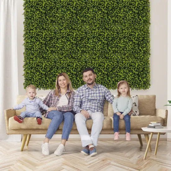 2 Pack 32 Sq.Ft Faux Eucalyptus Hedge Panels 3" Thick Green Wall for Indoor Outdoor Decor {2}