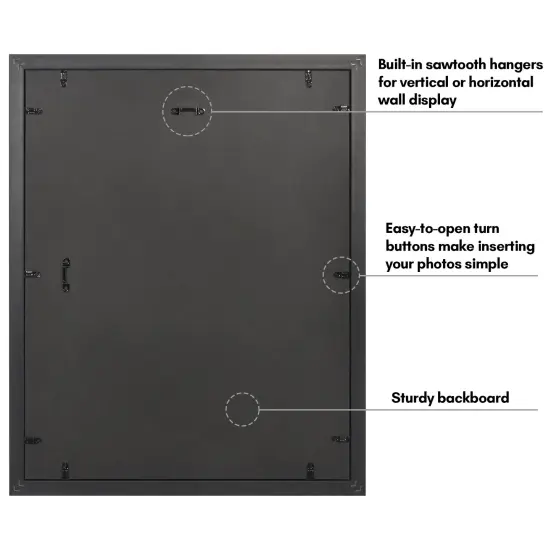 Americanflat 16x20 Picture Frame with Decorative Inner Mat Accent - Use as 11x14 photo frame with the Mat or as 16x20 frame without the Mat - Statement Frame with Polished Plexiglass {12}