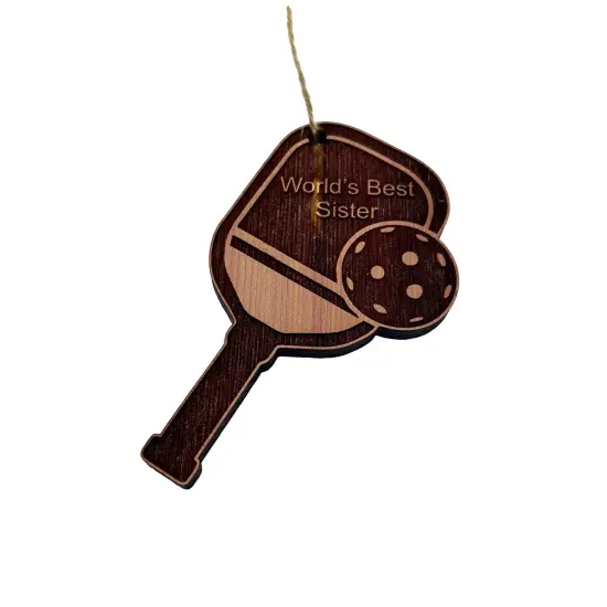 Worlds Best Sister Pickleball - Cedar Ornament {5}