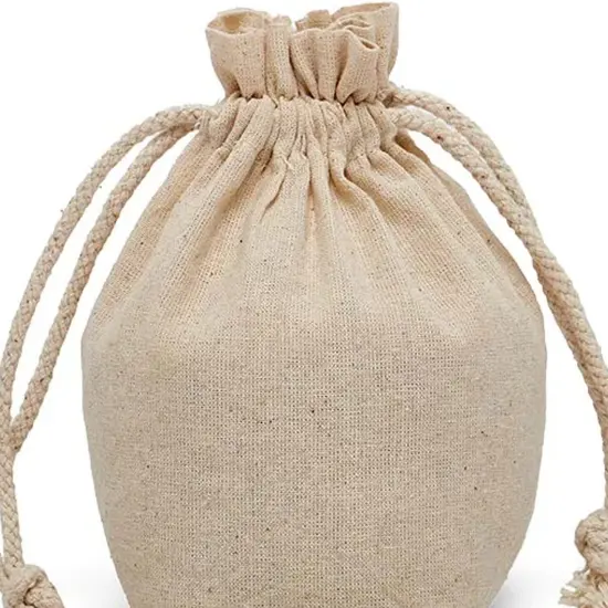 Durable Cotton Muslin Storage Bags 7" x 6 1/2" x 4" {3}