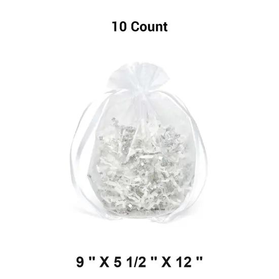 Wide Round Flat Bottom Organza Bags 9 '' X 5 1/2 '' X 12 '' for Favors White {1}