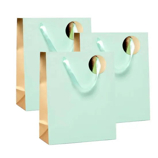 Elegant Two-Tone Metallic Euro Totes Compact 101/4'' x 43/4'' x 125/8'' Mint {7}