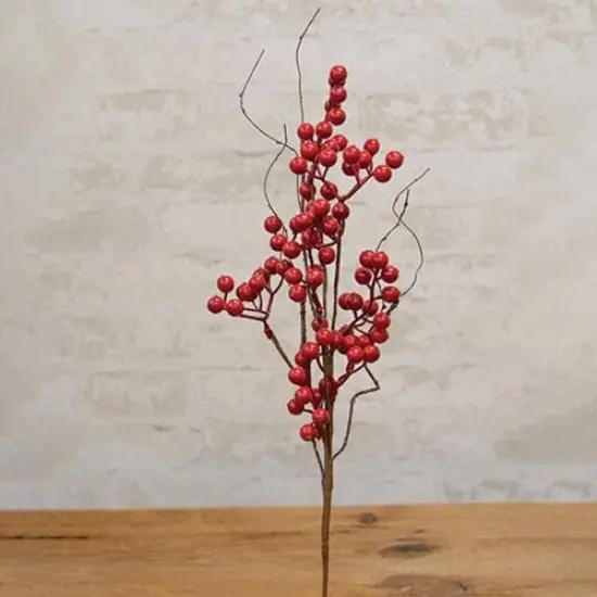 Red Ash Berry and Twig Spray with Flexible Brown-Wrapped Stem {3}