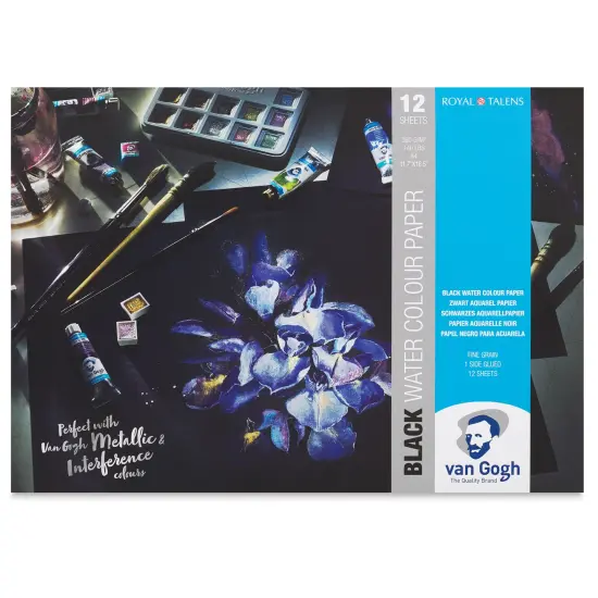 Van Gogh Black Watercolor Paper Pad - 11.7" x 16.5", 140 lb, 12 Sheets {1}