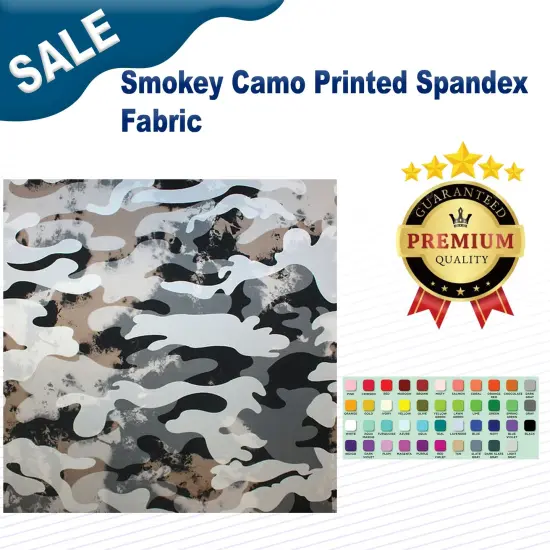 Smokey Camo Printed Spandex Fabric {2}