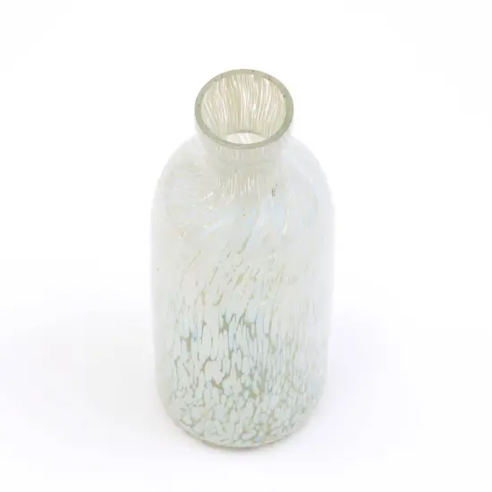 Decorative Ivory Splutter Glass Vase - 4X10 Inch {5}