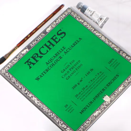 Arches Aquarelle Cold Pressed Watercolor Block 7.9"X7.9"- 140lb, 20 Sheets {3}