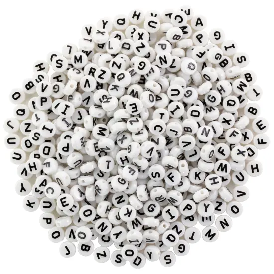 ROUND ALPHA BEADS WHT/SLVR-ROUND ALPHA BEADS WHT/SLVR {4}