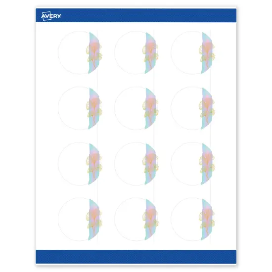 Avery Printable Round Labels with Sure Feed Technology, Pre-Printed Floral Design, Matte White, 2" Diameter, Laser & Inkjet Compatible, 120 Total, Great for Branding, Marketing, and Events {1}