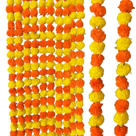 Artificial Yellow Orange Marigold Strings, Diwali Decoration, Day of the Dead Decor Garland, Pooja Backdrop, Mexican Flowers, Indian Wedding {6}