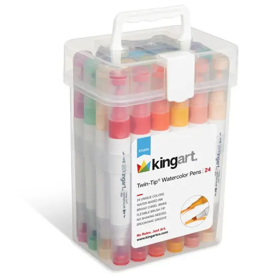 KINGART&reg; Twin-Tip&reg; Watercolor Pens 24 Colors {6}