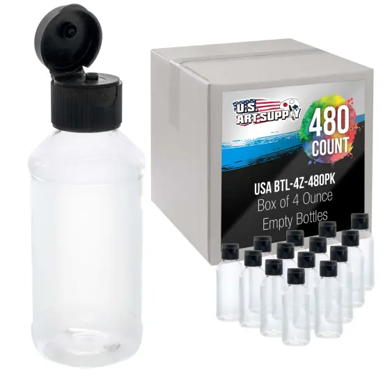 4 ounce Squeeze PET Plastic Bottles with Flip Cap - BPA-free, food safe, medical grade plastic, acrylic pouring paint (Pack of 480) {1}