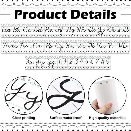 Set of 9 Cursive Writing Bulletin Board Cursive Alphabet Wall Strip {2}