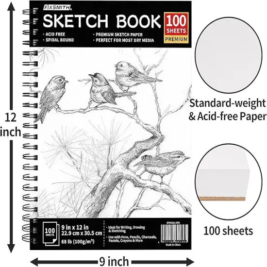 9"X12" Sketch Book 400 Sheets (68 lb/100gsm) Bright White {3}