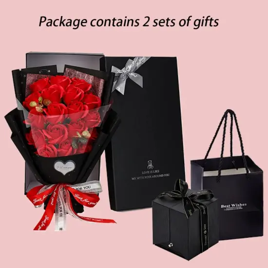 Roses Bouquet Artificial Flower - Preserved Red {2}