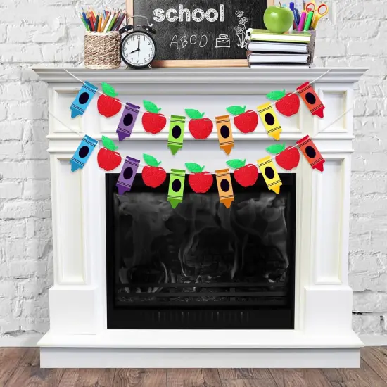 Back to School Banner Crayon Apple Set for Welcome Decor {4}