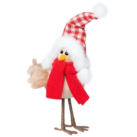 Northlight Standing Bird with Scarf and Plaid Hat Christmas Figure - 10" - Beige {4}