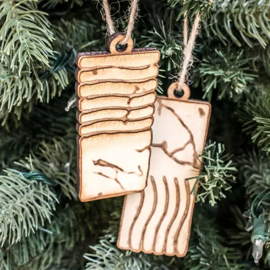 Ornament - Elemental Stones - Set of 4 - Raw Wood 2x4in {4}