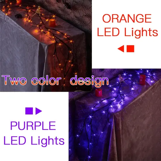 Lighted Halloween Garland with 48L Orange and Purple LED Lights {2}