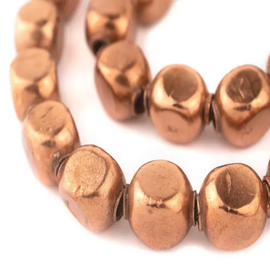 The Bead Chest Copper Rounded Rectangular Hollow Tribal Beads (18mm) {1}