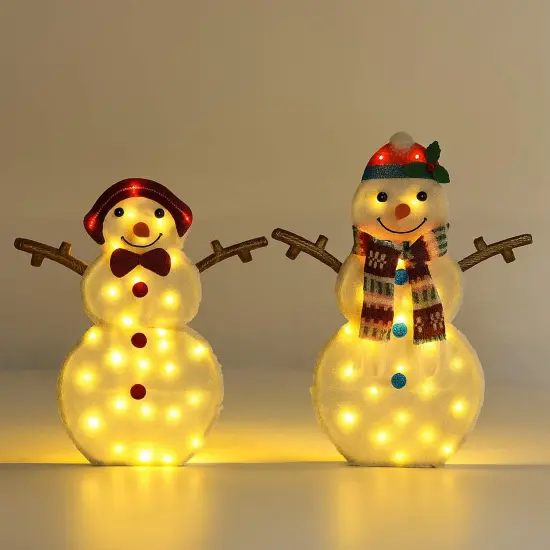 24 Inches and 28 Inches Set of Two LED Christmas Snowmen Winter Display {1}