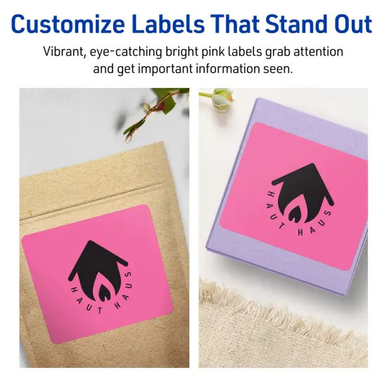 Avery Bright Pink Paper Labels, 4.75" x 3.75" Rectangle {3}