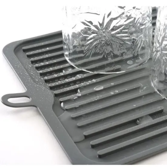 Norpro 18.5" x 8" Silicone Dish Drying Drain Mat - Grey {3}