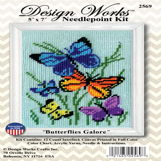 Design Works Crafts 2569 Needlepoint Kit, Butterflies Galore, 5" X 7" Needlepoint Kit Butterflies Galore {2}