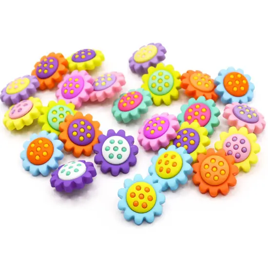 Daisy Craft Embellishments Vibrant Floral Shank-Back Buttons 24 pcs {1}