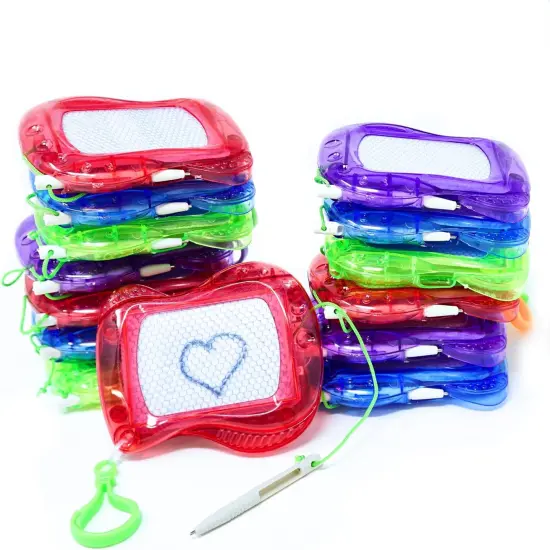 4E&rsquo;s Novelty 12 Pack Mini Magnetic Drawing Board for Kids - Erasable Magnetic Doodle Board Keychain Party Favors {1}