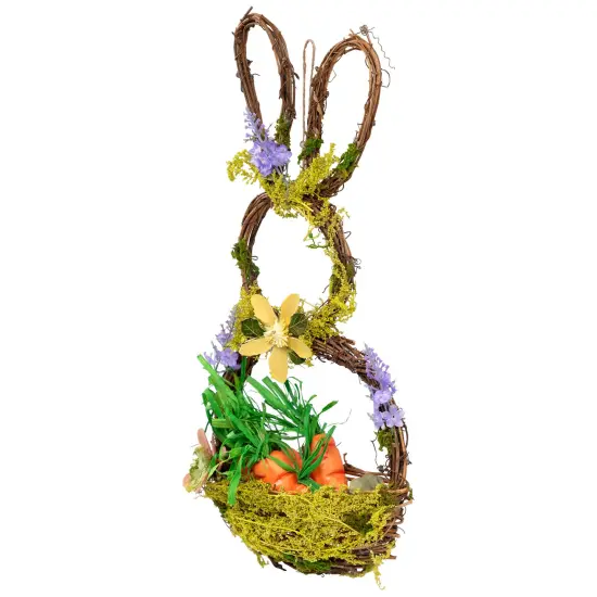 Northlight Artificial Floral Bunny Hanging Easter Basket Decoration - 14.5" Brown {5}