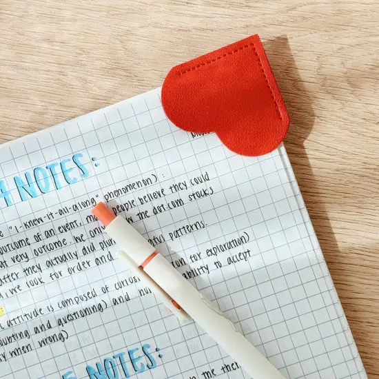 Wrapables Leather Corner Bookmarks, Page Marker, Reading Supplies (Set of 8), Hearts {4}