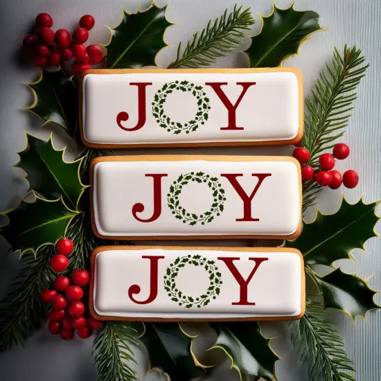 Joy with Holiday Wreath Cookie & Craft Stencil | CM184 by Designer Stencils | Cookie Decorating Tools | {3}