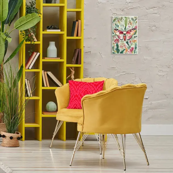 Stupell Industries Butterfly over Abstract Flowers Wall Plaque Design by The Dutch Lady {2}