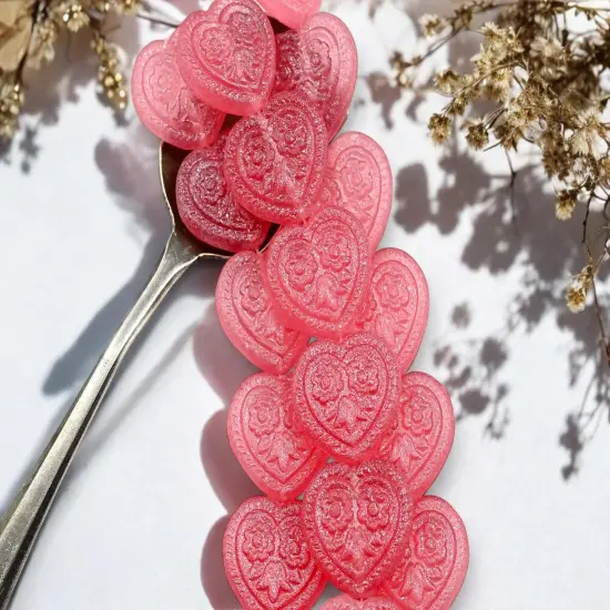 *6* 17mm Crystal Watermelon Luster Floral Heart Beads {4}
