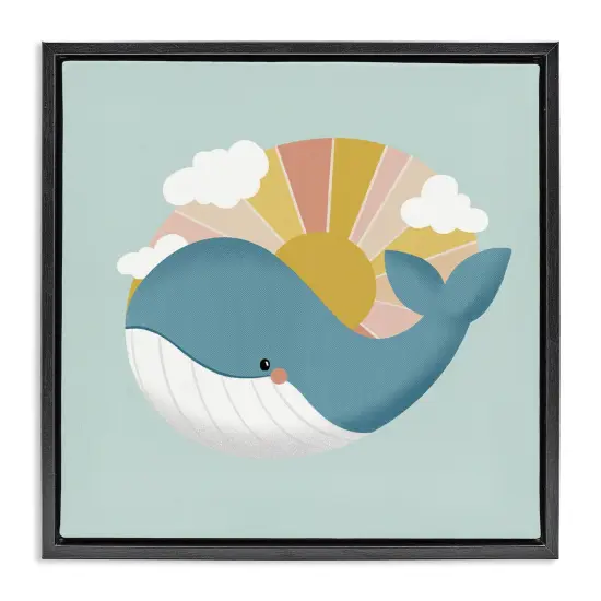 Stupell Industries Whale & Sunshine Rays Floating Frame Design by Sarah Hickman {1}
