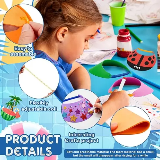 DIY Foam Visors for Kids with Summer Stickers Summer Party Crafts for Kids {3}